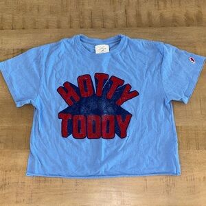 Ole Miss Hotty Toddy Rebels Blue Tee Shirt Crop Top Small